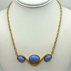 Monet Vintage Blue Cabachon Necklace